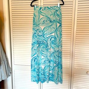 Blue Swirl A-Line Maxi Skirt - Women